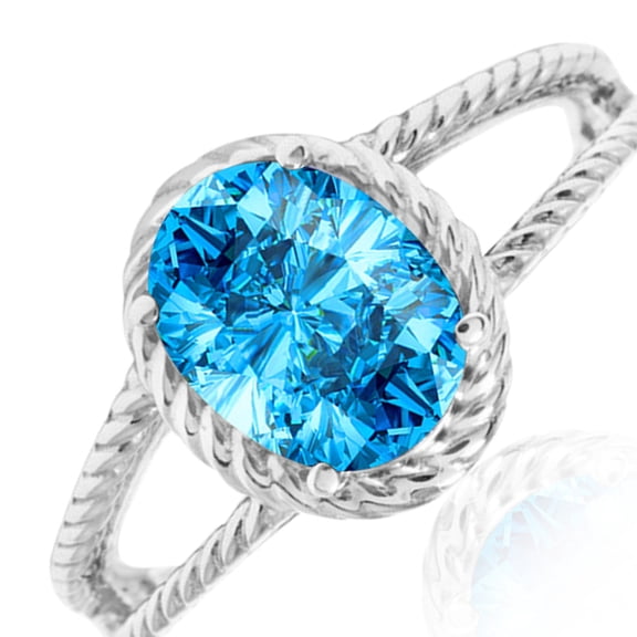 AoneJewelry 1.25 Carat Blue Topaz Oval Shape Ring In 10K Solid Rose, White & Yellow Gold
