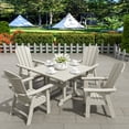 thumbnail image 4 of WestinTrends Malibu Outdoor Dining Table, All Weather Poly Lumber Adirondack 43" Trestle Square Patio Table with Umbrella Hole, Sand, 4 of 7