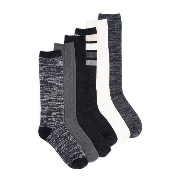MUK LUKS Women's Fluffy Dream Tall Boot Socks, 6-Pack, OSFM