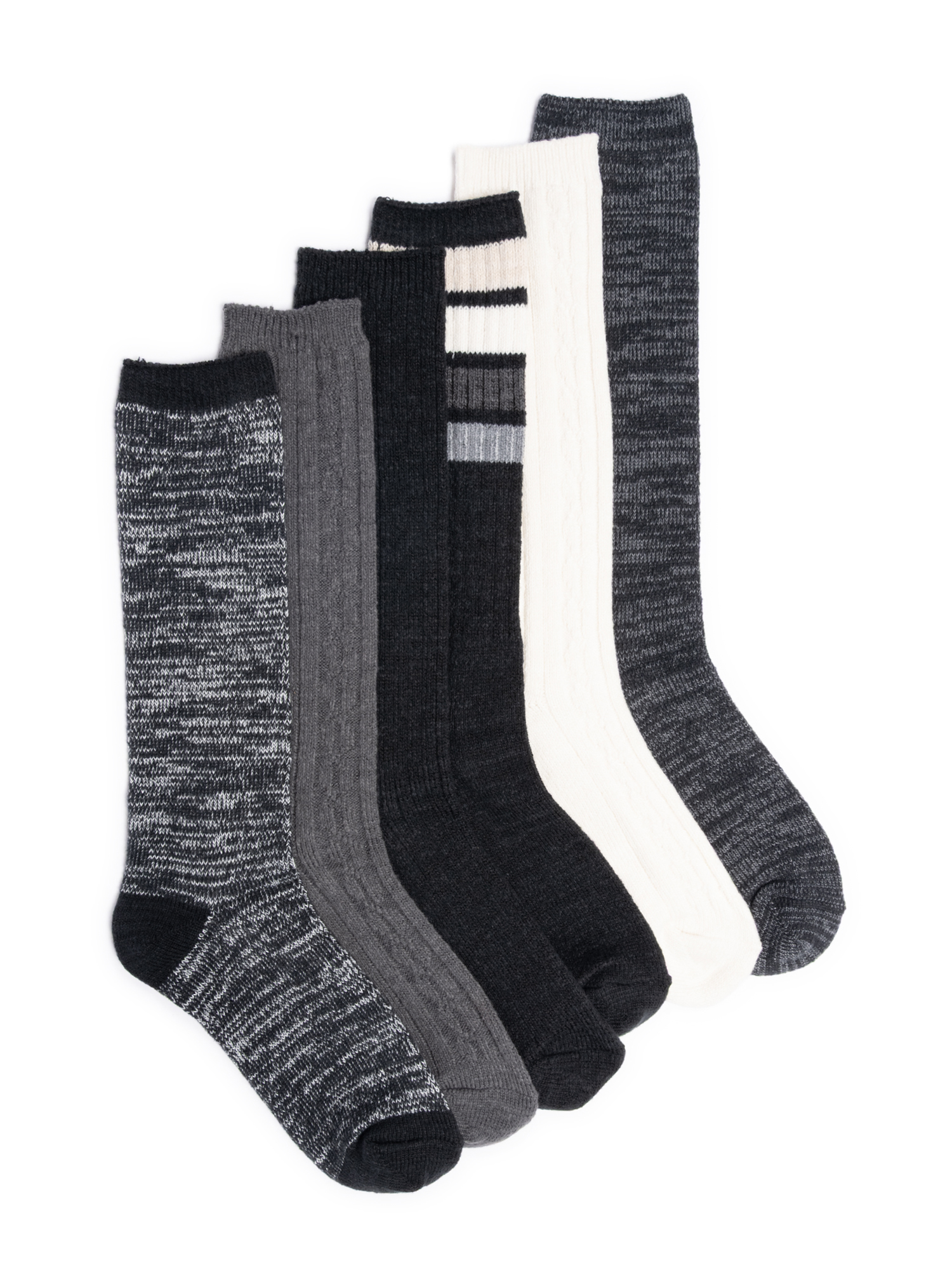 MUK LUKS Women's Fluffy Dream Tall Boot Socks, 6-Pack photo 1