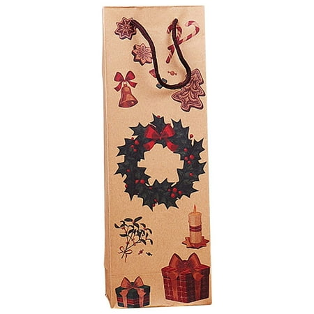 

CYIHEYFUChristmas Decorations Cartoon Kraft Paper Bag Red Wine Bag Wine Bottle Bag Restaurant Hotel Table Decoration(Yellow One Size)