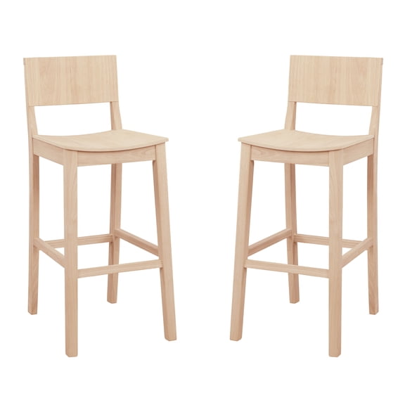 Linon Darcy 30" Indoor Wood Bar Stool, Set of 2, Unfinished
