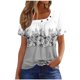 thumbnail image 1 of Fiudx Ofertas Relámpago Camiseta Plisada de Manga Corta con Cuello Estampado para Mujer, 1 of 3