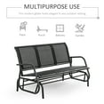 thumbnail image 5 of Outsunny Patio Glider Bench, Outdoor Porch Glider Swing with 3 Seats, Breathable Mesh Fabric, Metal Frame, Black, 5 of 10