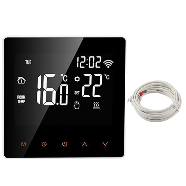 Temperature Controller, Elegant Appearance Thermostat Voice Control ME81H For Living Room For Bedroom For Home White Background Orange Button,White Background White Button,Orange