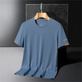 thumbnail image 3 of BOBOGOJP Mens Undershirts Athletic Cut Short Sleeve Polyester Basic Tee (Blue,XXL), 3 of 4