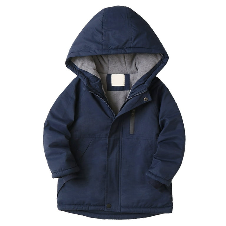 adviicd Boys Outerwear Jackets Coats Boys Size 8 Winter Coat Kids Boys Girls Winter Thicken Coat Solid Hooded Jacket Toddler Jackets for Kids Boys