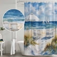 thumbnail image 5 of Xipuska Nautical Wave Blue Shower Curtain - Water Repellent Fabric Shower Curtains Washable, Coastal Ocean Oil Painted Plant Decorative Polyester Cloth Bathroom Curtains Modern Bath Decor 66"x72", 5 of 6