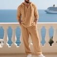 thumbnail image 5 of Mifsaly Linen Set Men 2 Piece Button Closure Hooded Long Sleeve Top and Straight Leg Pants with Pockets Comfortable Loungewear Vacation Summer Matching Lounge Outfits XXL, 5 of 9