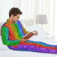 thumbnail image 2 of Mens Pajamas Set - Glitter Rainbow Printa Comfy Long Sleeve Button Up Pajama Sets for Men 2 Piece, Soft Sleepwear Nightwear Pjs Lounge Sets for Men with Pockets, 2 of 5