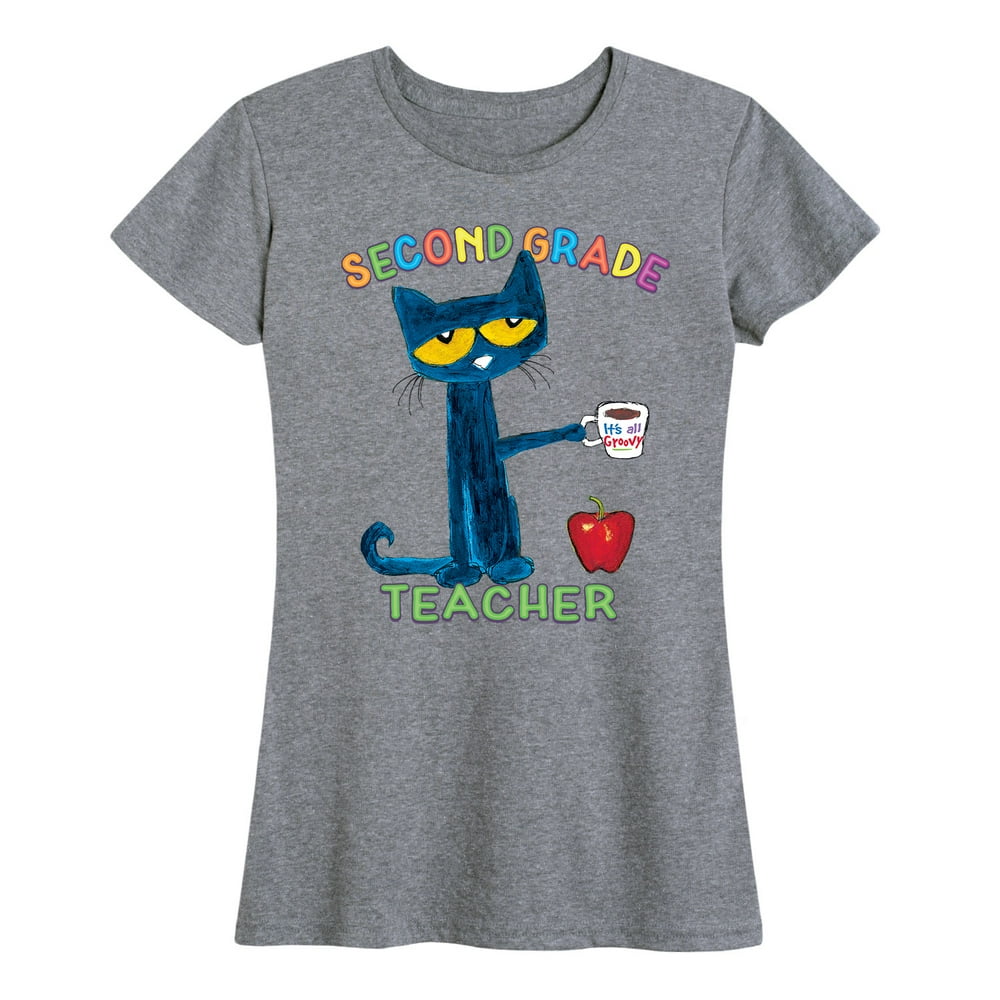 PETE THE CAT Pete The Cat With Coffee Second Grade Women's Short Sleeve Graphic TShirt