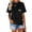Black, variant on Women's Summer Short Sleeve T-Shirt with Pockets Letter Print Casual Tee
