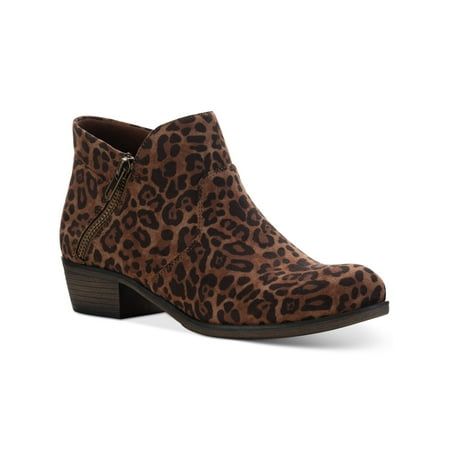 

SUN STONE Womens Brown Animal Print Cushioned Breathable Slip Resistant Abby Round Toe Block Heel Booties 9 W