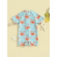 thumbnail image 4 of Suealasg Kids Boys One Piece Swimsuit 1T 2T 3T Short Sleeve Crab Tree Print Romper Swimwear Toddler Boys Rash Guard Bathing Suit Summer Beachwear, 4 of 9