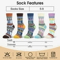 thumbnail image 5 of Loritta 5 Pairs Wool Socks for Women Warm Ethnic Thick Knit Thermal Crew Winter Warm Socks, 5 of 6