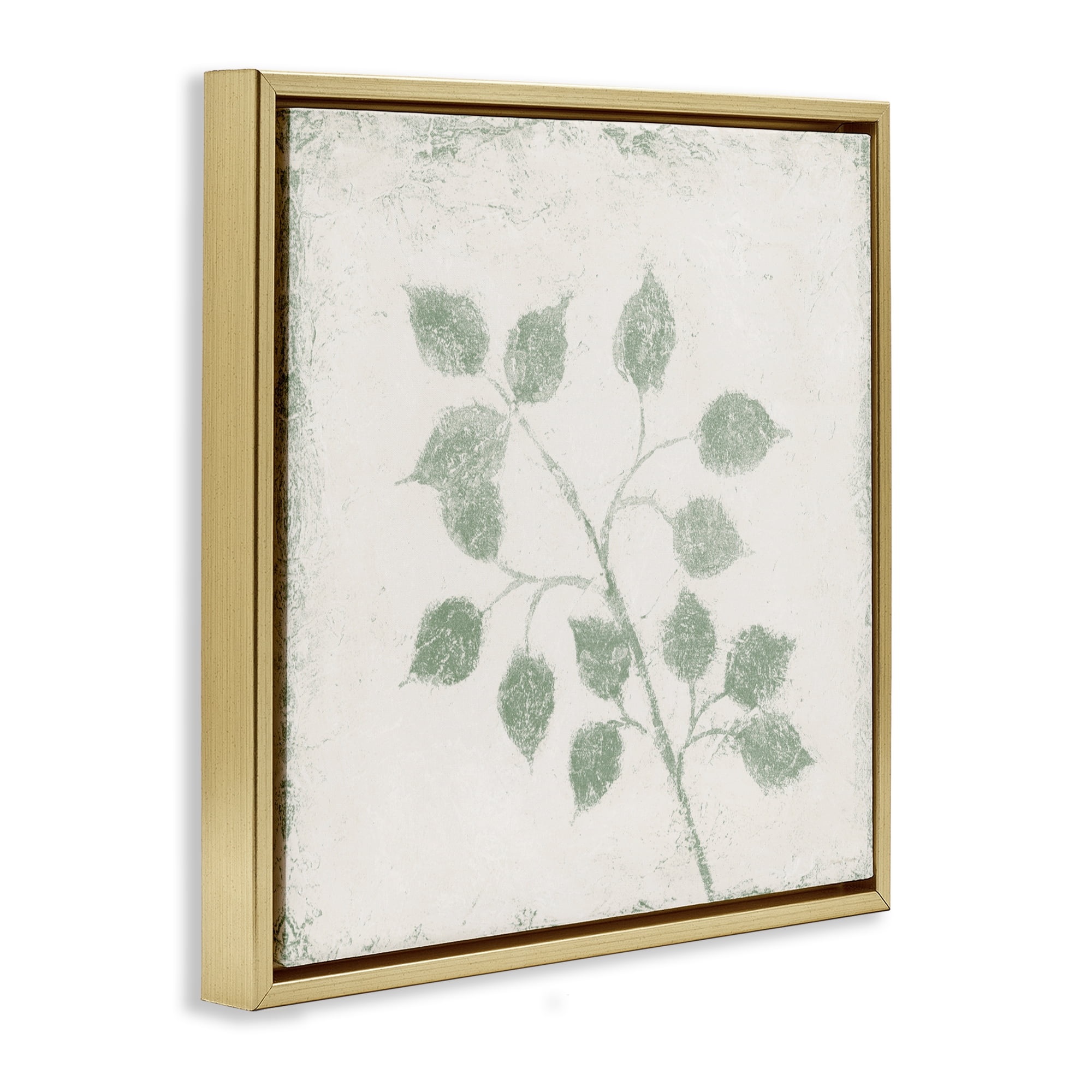 Stupell Industries November Leaves Plant Sprig Gold Framed Floater Canvas Wall Art, design by Michael Marcon