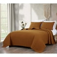 thumbnail image 2 of Chezmoi Collection Madrid Herringbone Geometric Solid Cotton Lightweight Quilt, 3-Piece Quilt Set, Queen, Spice Orange, 2 of 9