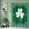 thumbnail image 3 of Shower Curtain, Retro St. Patrick's Day Celtic Knots Shamrock Leaves Waterproof Shower Curtain Set with Hooks for Bathroom Showers,Stalls and Bathtubs,36x72In Green, 3 of 9