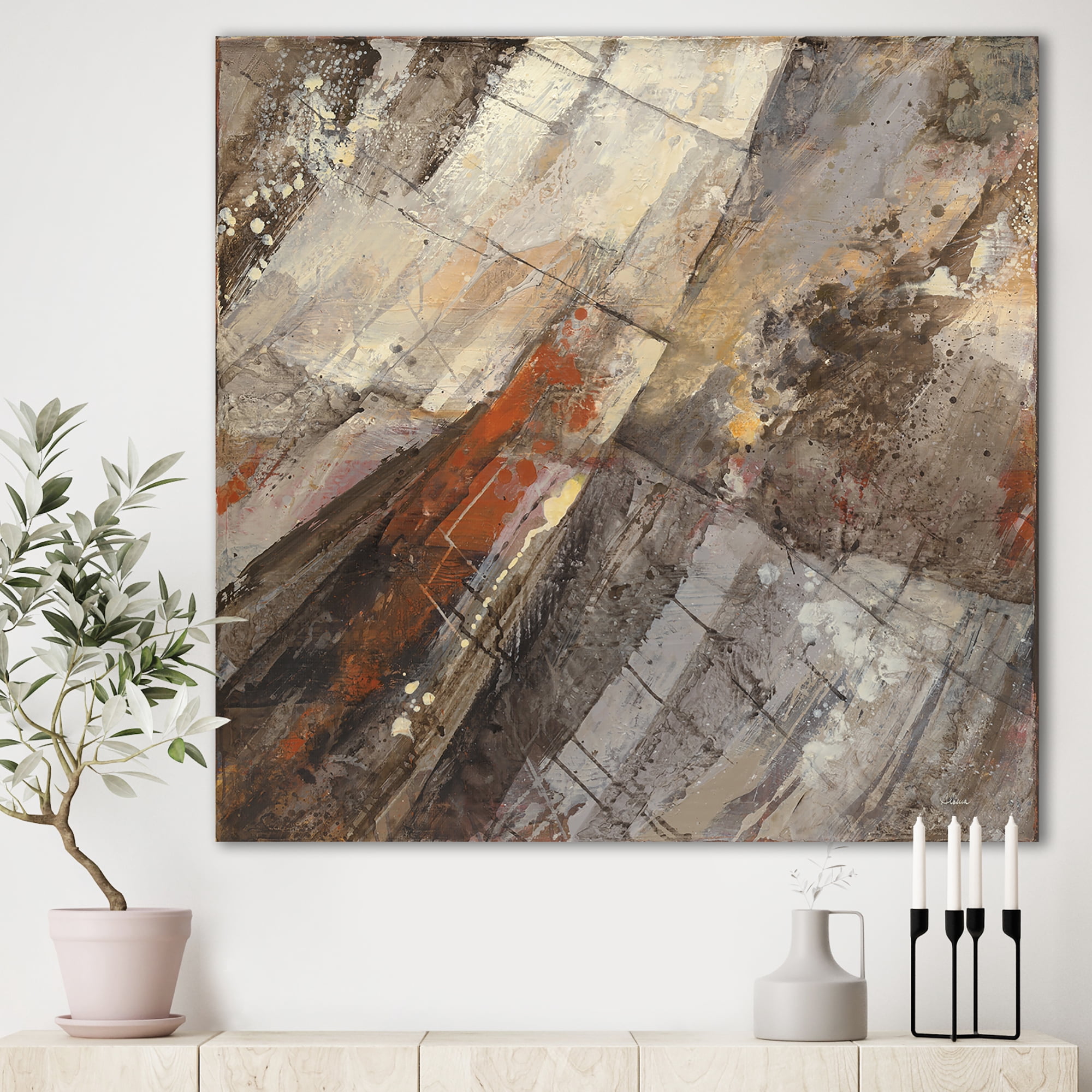 Designart 'Fire and Ice Minerals III' Farmhouse Canvas Art
