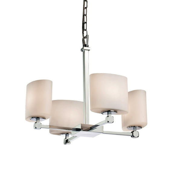 Justice Design Group Fsn-8420-30-Opal Fusion 21" Tetra 4 Light Shaded Chandelier - Chrome