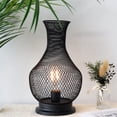 thumbnail image 2 of 11''H Vase Shape Metal Battery Operated Lamp with LED Edison Bulb(Black), 2 of 5
