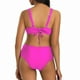 thumbnail image 3 of Trajes de Baño de Mujer de Cintura Alta Cuello en V Vendaje Sólido Ajustamiento Apretado Reunión Traje de Baño Conjunto Dividido, 3 of 6