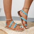 thumbnail image 5 of Wavsuf Flat Sandals for Women Wide Beach Casual Summer Blue Thong Sandals Size 6, 5 of 7