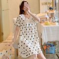 thumbnail image 2 of Pijamas con estampado de corazón para mujer, camisón de encaje de estilo coreano, vestido de noche de verano, ropa de dormir de manga corta con lazo, ropa de casa, 2 of 4