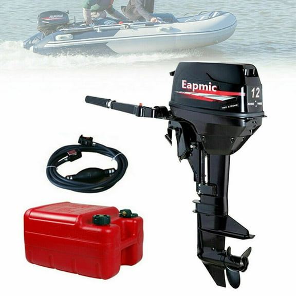 12HP Aluminum Outboard Motor, Outboard Motor, 2-Stroke 169CC Engine, 3-blade Propeller, Advanced CDI System, with 8-30km/h Speed, External 6.34Gal Fuel Tank, Tiller Control, for Boats Watercraft