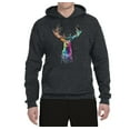thumbnail image 2 of Wild Bobby, Colorful Paint Splatter Deer Head, Animal Lover, Unisex Graphic Hoodie Sweatshirt, Heather Black, 3XL, 2 of 3