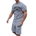 thumbnail image 2 of New York Graphic Short Sets for Men Short Sleeve Crewneck T Shirt and Shorts 2 Piece Matching Set Mens Summer Outfits, 2 of 7