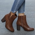 thumbnail image 1 of Zapatos occidentales para mujer, tacones gruesos y gruesos, botines para mujer, zapatos con cremallera Retro Wmkox8yii hfjk615, 1 of 7