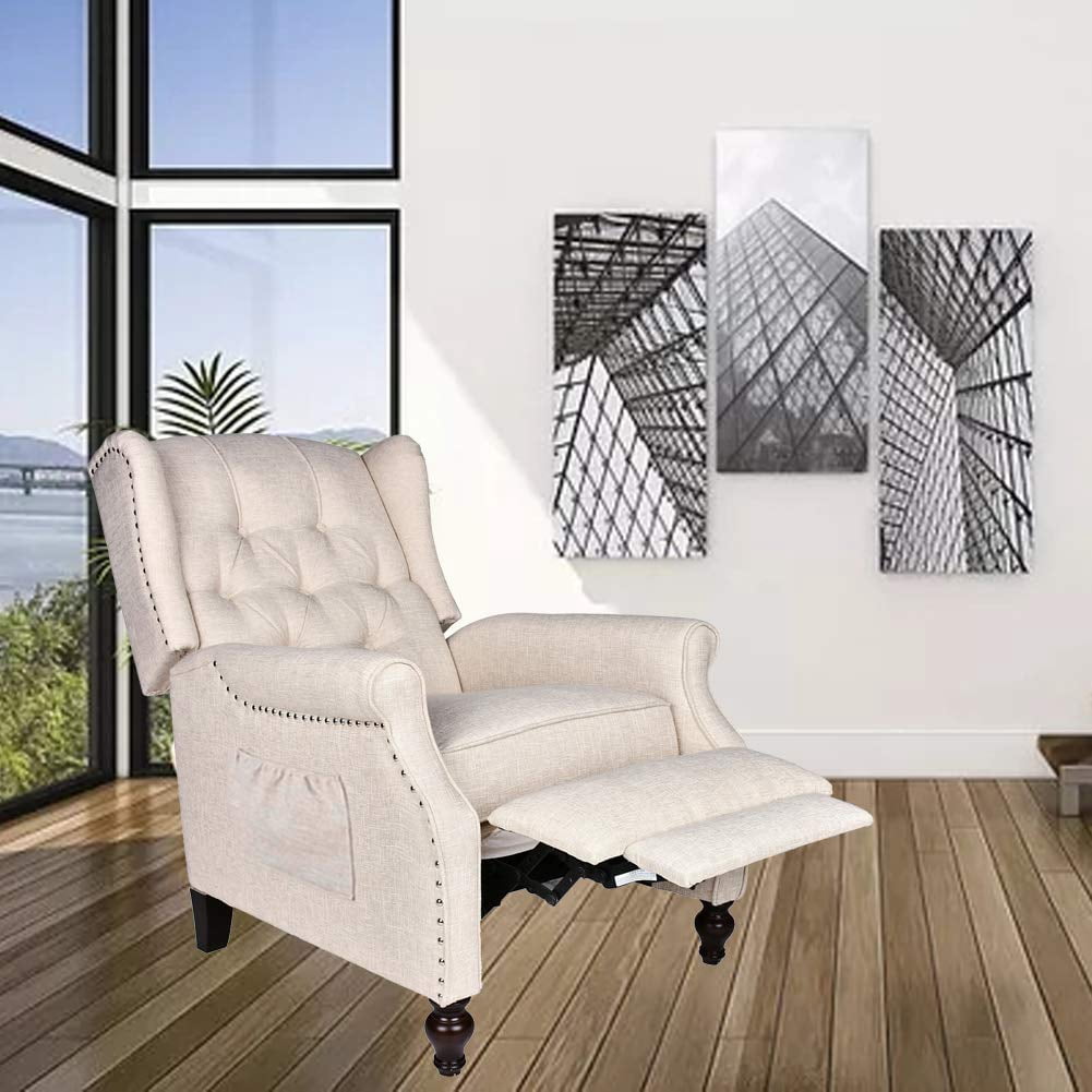 LVUYOYO Wingback Recliner Chair Push Back Arm Chair with Heat and Massage Tufted Single Sofa for Home, Living Room, Office, Bedroom
