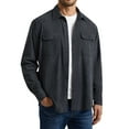 thumbnail image 3 of Mens Corduroy Shirts Casual Long Sleeve Button Down Shirt Jacket Lightweight with Flap Pockets Grey, 3 of 8
