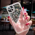 thumbnail image 4 of Funda de teléfono con patrón de diamantes con purpurina de cristal para iPhone 15, 14, 13, 12, 11 Pro Max, X, XR, XS Max, transparente, a prueba de golpes, suave, 4 of 4