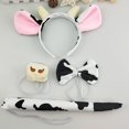 thumbnail image 1 of 4x Animal Cow Costume Set, Ears Headband Nose Bowtie Tail Headwear Hairband Decoración elástica Hair Hoop, para Carnival Dress up Cosplay Rosado BLESIY traje de cosplay, 1 of 8