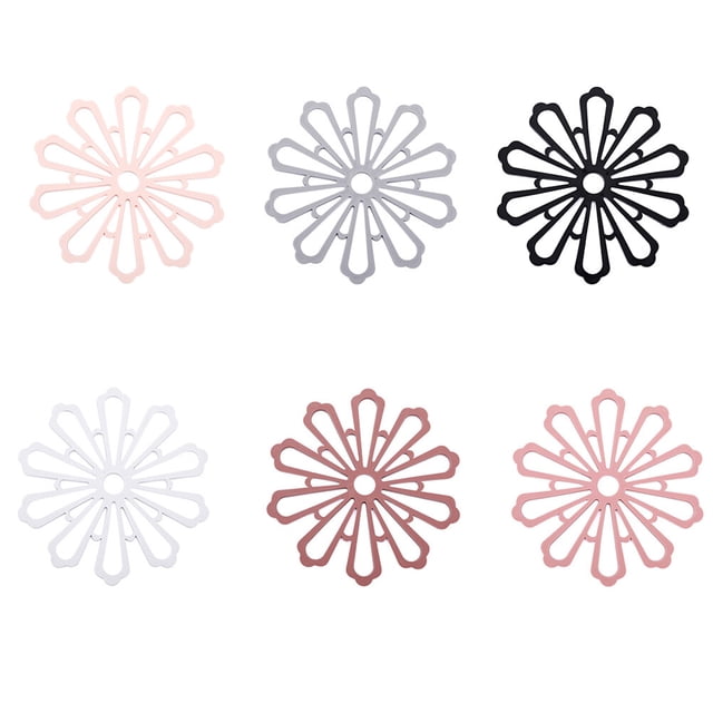 6 manteles individuales con forma de flor, resistentes al calor, para cocina