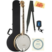Oscar Schmidt OB5SP 5-String Banjo - Spalted Maple Bundle with Hard Case, Strings, Tuner, Strap, and Austin Bazaar Polishing Cloth