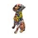 thumbnail image 2 of Estatua de perro, figura artística, pieza central, coleccionable, encantadora escultura de animal con grafiti Rojo, 2 of 9