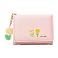 thumbnail image 3 of Cartera pequeña para mujer, corta, de tres pliegues, de color liso, con estampado simple, bonita y fresca, para estudiantes, plegable, para tarjetas, 3 of 6