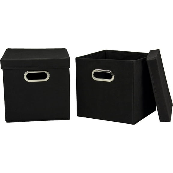 Nojo 34-1 Decorative Storage Cube Set with Removable Lids | Black | 2-Pack