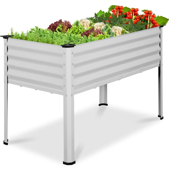 Best Choice Products 48x24x30in Elevated Galvanized Metal Garden Bed w/ Corner Protectors - Silver