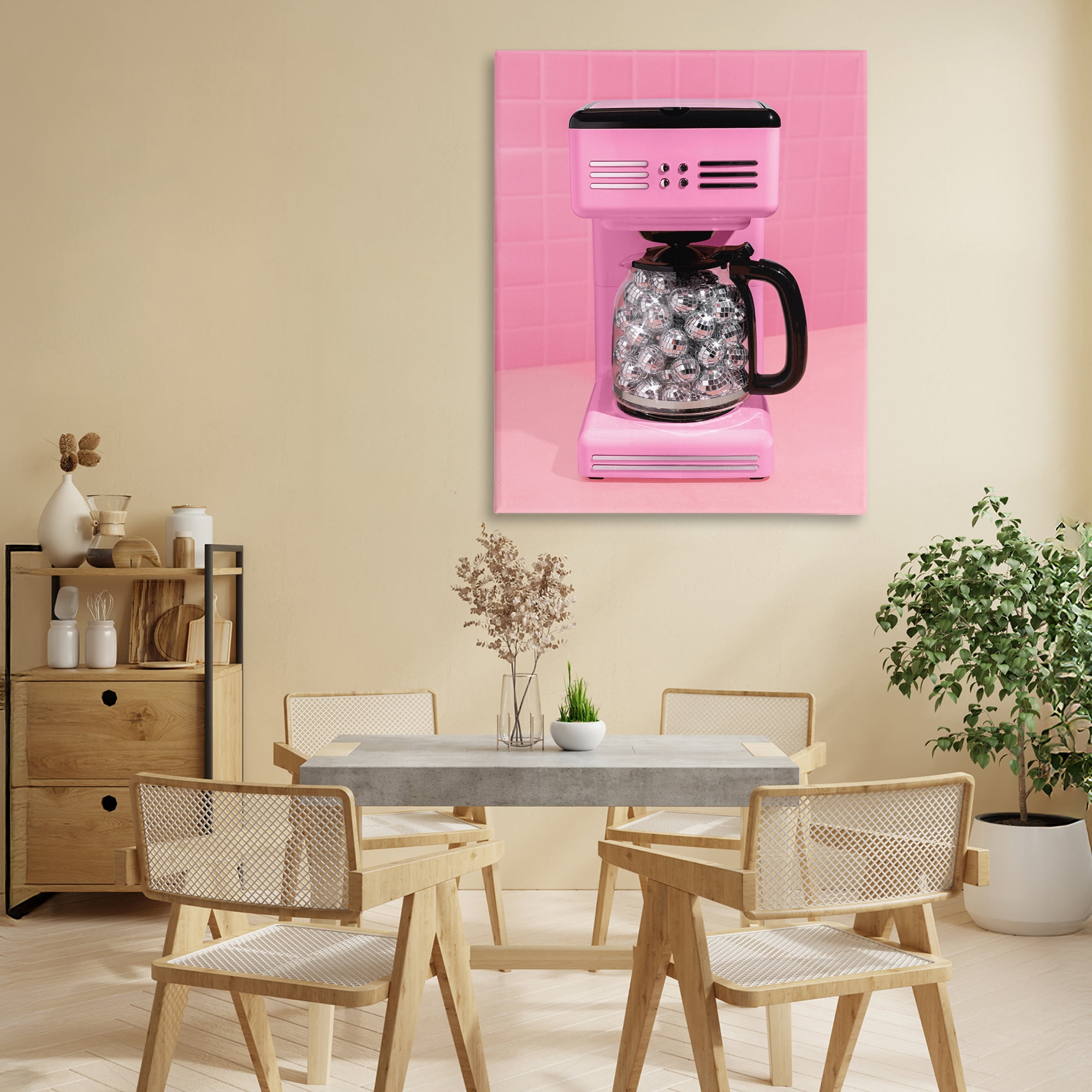 Stupell Industries Disco Coffee Over Pink Canvas Wall Art, design by LISH Creative