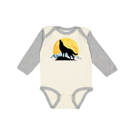 

Inktastic Wolf Wilderness Mountains Moon Gift Baby Boy or Baby Girl Long Sleeve Bodysuit