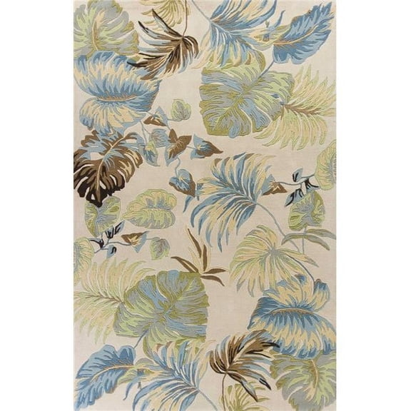 30 x 50 in. Wool Ivory & Blue Area Rug