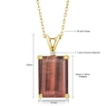 thumbnail image 3 of Gem Stone King 18K Yellow Gold Plated Silver Red Tiger Eye and White Moissanite Pendant Necklace for Women (6.52 Cttw, Gemstone Birthstone, Emerald Cut 14X10MM, with 18 inch Silver Chain), 3 of 4