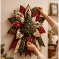 thumbnail image 7 of DIY Quilted Christmas Wreath Making Kit, Xmas Tree Motif Fabric Patchwork Poinsettia Craft Set, Hand‑Sew Material for Indoor Winter Farmhouse Wall Hanging Project, 7 of 7
