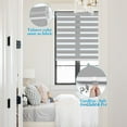 thumbnail image 4 of Keego Dual Layer Roller Window Blind Light Filtering Zebra Window Blind, Cordless, Customizable, Gray Case Gray Fabric 54.5"w x 56.0"h, 4 of 7