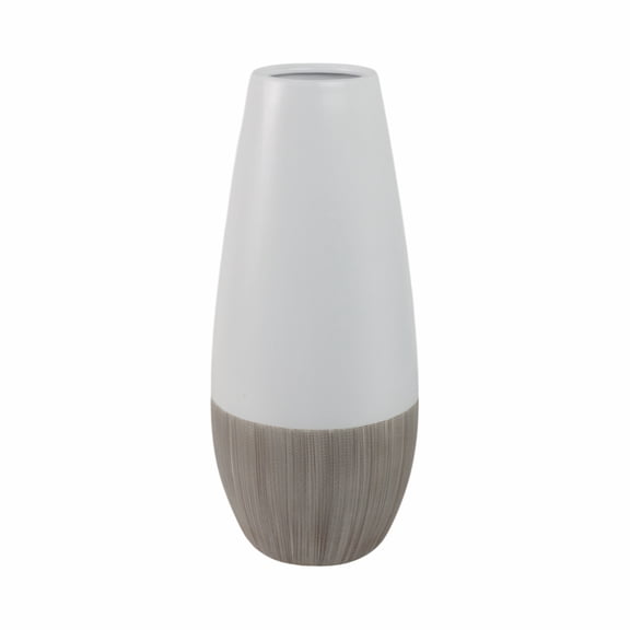 Sagebrook Home Ceramic 17"h 2-tone Vase, Creme/white