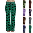 thumbnail image 2 of TTUHYWXI Halloween Pajama Pants Women Stretch Wide Leg Pj Pants High Waisted Cute Pumpkin Skull Ghost Print Pjs Palazzo Pants (Light Green, M), 2 of 6